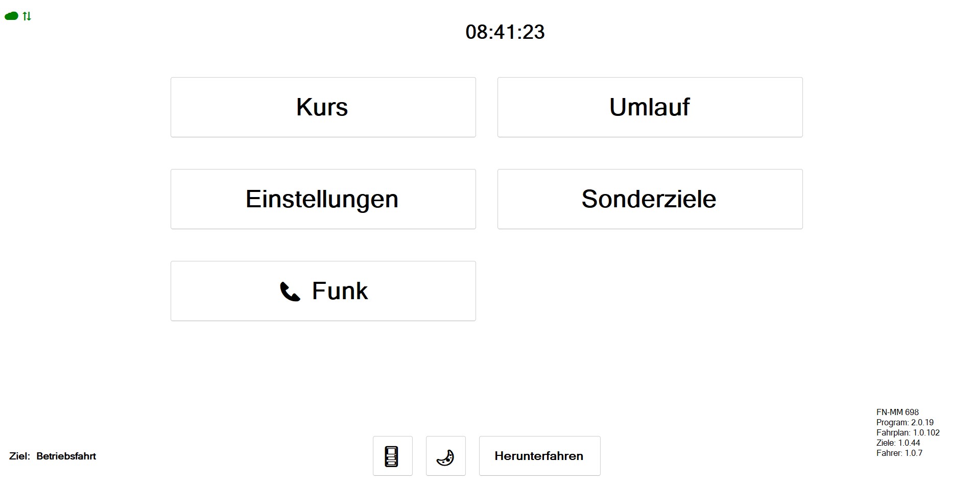 FSD Bordtechnik – Menü