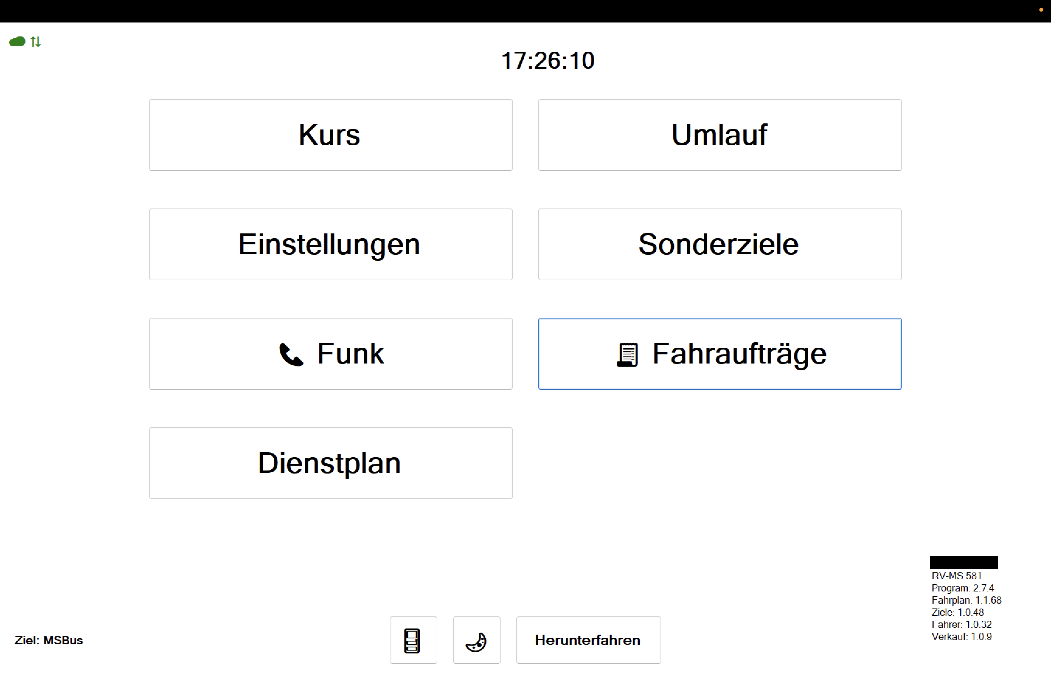 FSD Bordtechnik – Menü