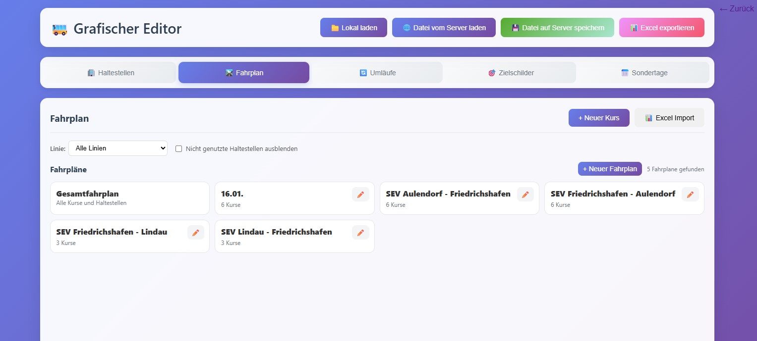 Online Portal – Übersicht Fahrpläne