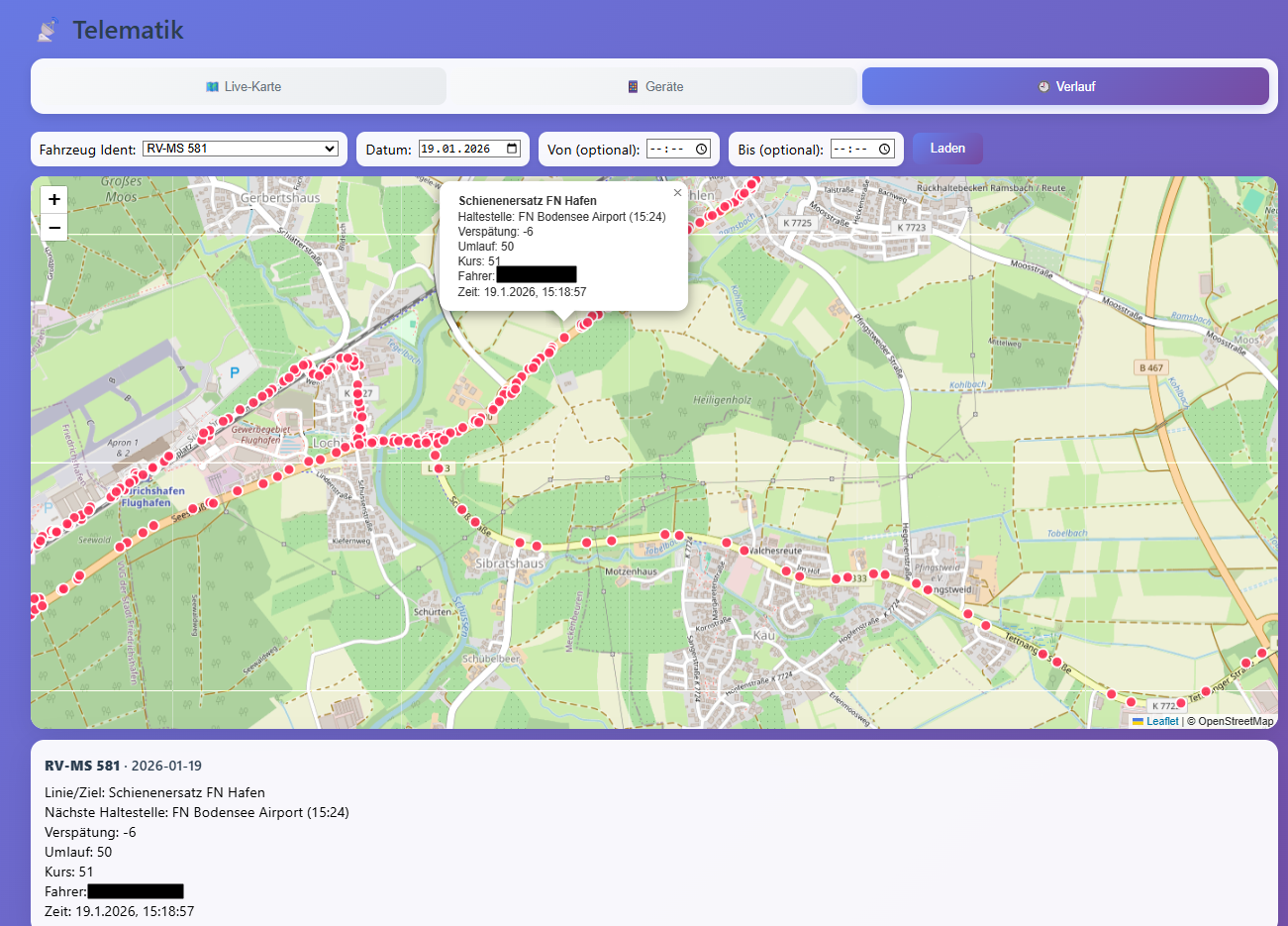 Online Portal – Telematik Auswertung