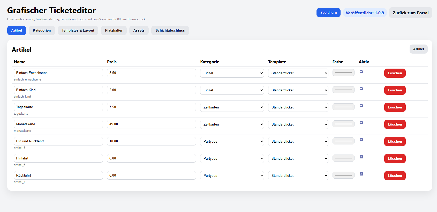 Online Portal – Ticket Editor